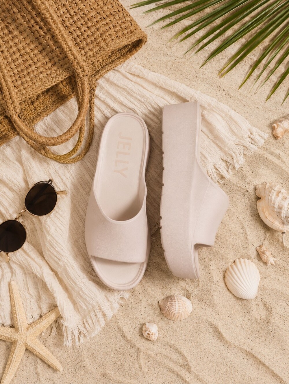 Lemon Jelly NEW Platform Slide Mule in Light Beige: Casual Sandal Clog Size 41